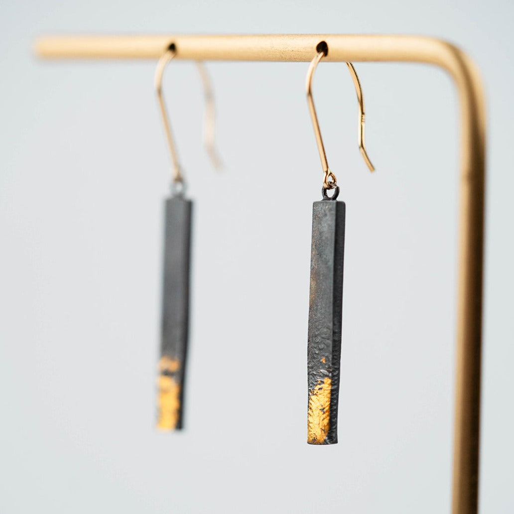Black & Gold Bar Earrings