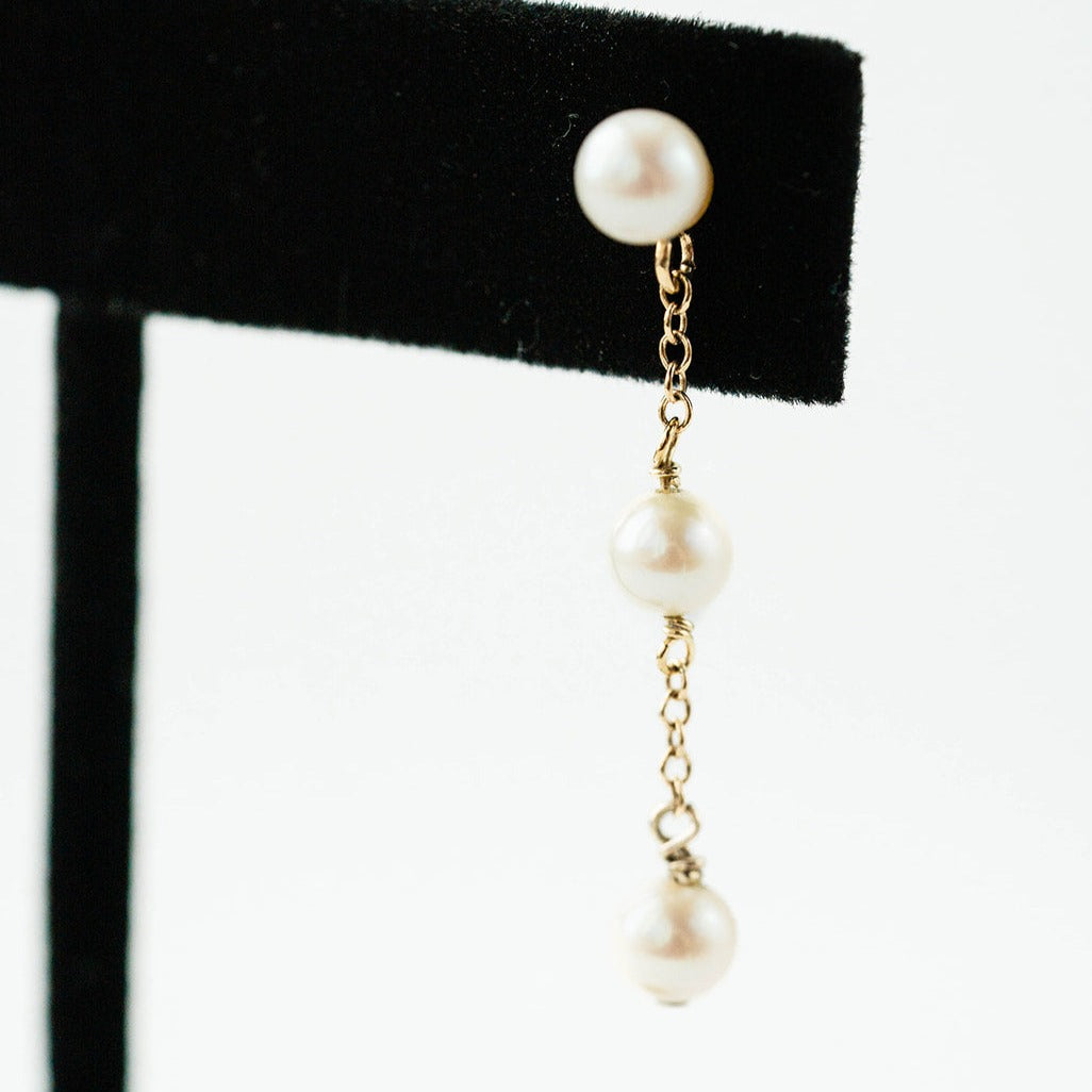 3 Pearl Drop Earrings
