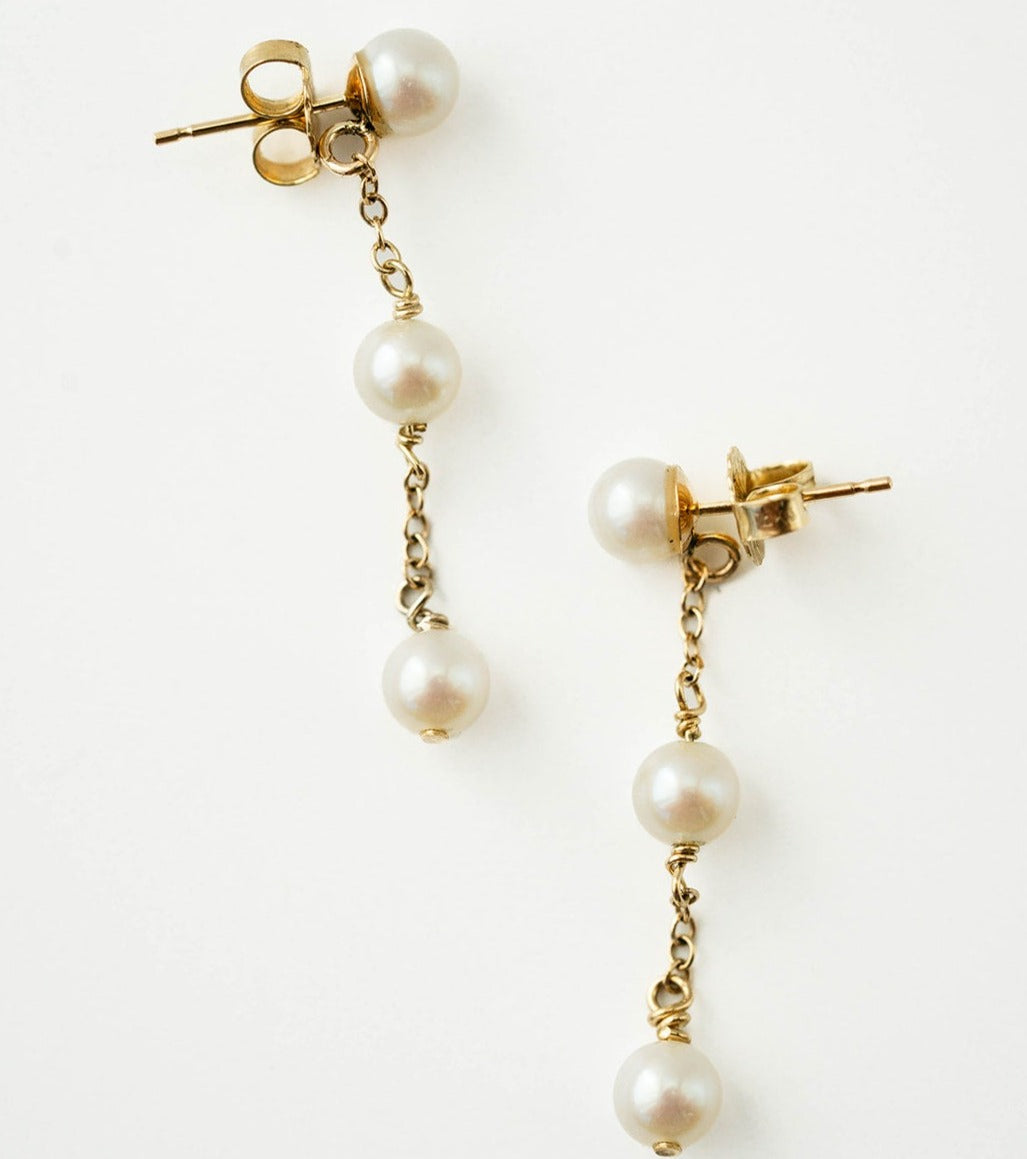 3 Pearl Drop Earrings
