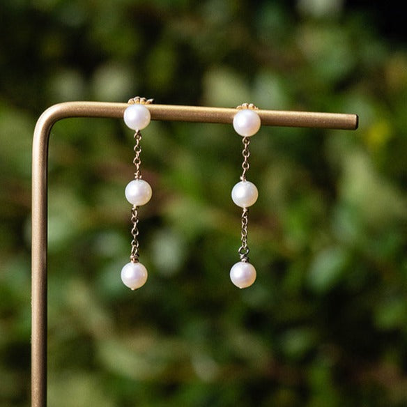 3 Pearl Drop Earrings