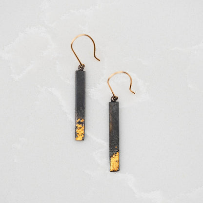 Black & Gold Bar Earrings