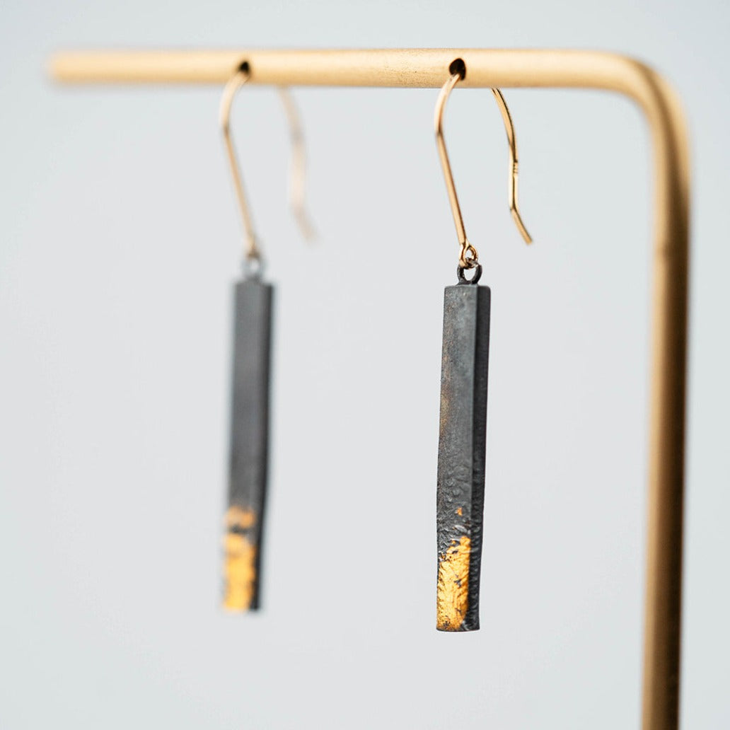 Black & Gold Bar Earrings