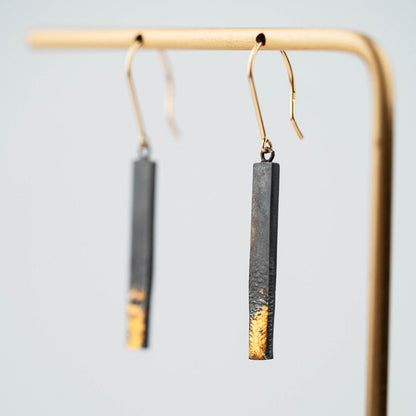 Black & Gold Bar Earrings