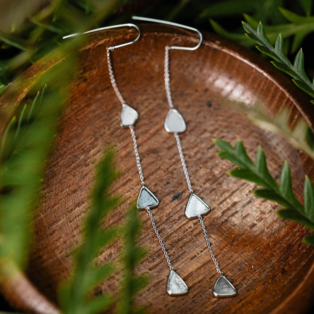 White Gold Diamond Slice Drop Earrings